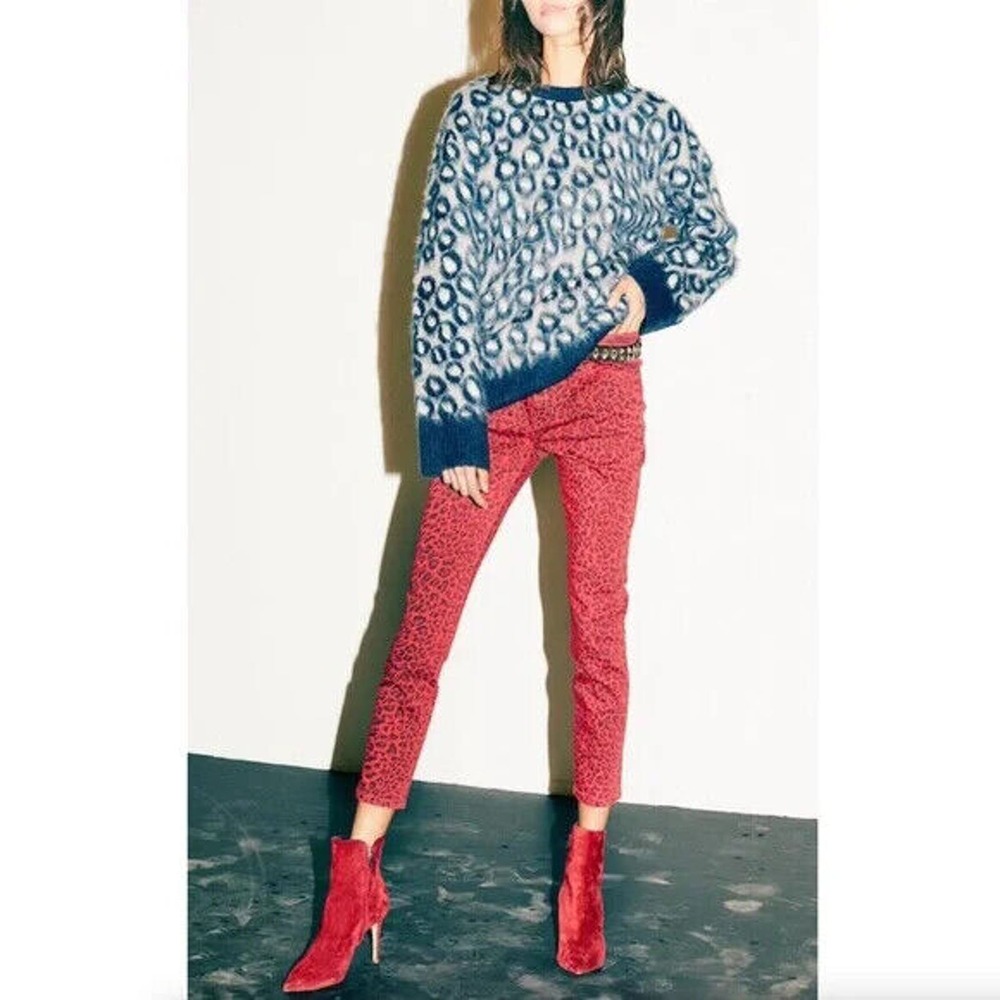 Current/Elliott The Cali Printed Sweater In Animal Brushed Leopard Size Small